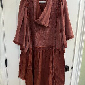 Free People Hey Girl Lace Inset Peplum Ruffles Hoodie Full Zip Slouchy Jacket M